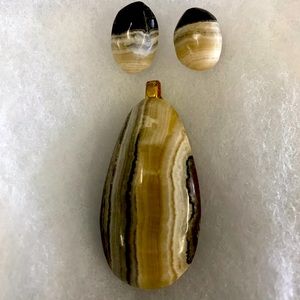 Custom made onyx pendant and earrings